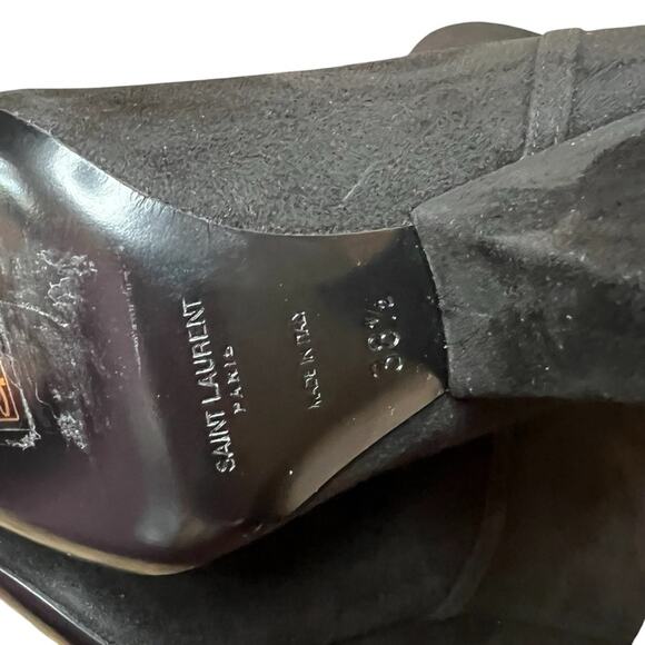 Saint Laurent Silver Monogram Niki Booties In Black Suede  EU 38.5 US 8.5 - Picture 8 of 12